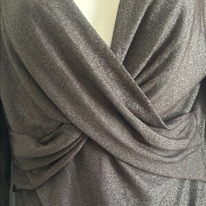 Carlisle Metallic Top Taupe Brown Wrap SzM  Knit Blend Lightweight EUC